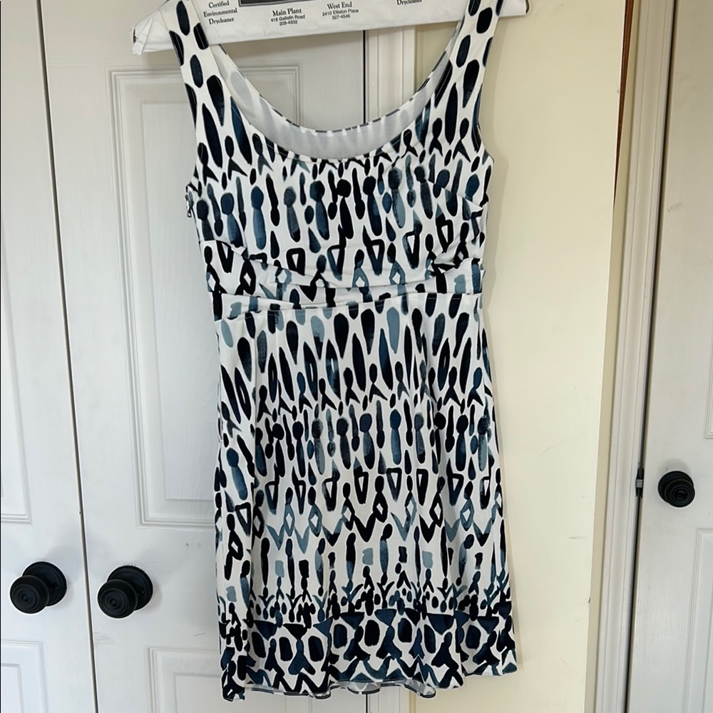Blue white patterned dress
